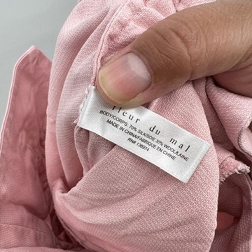 fleur du mal V Waist Trouser‎ in Coral Blush Pink Women's 2 Silk Wool Blend - Picture 6 of 10